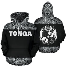 Load image into Gallery viewer, Tonga All Over Hoodie - Polynesian Black And White - BN09
