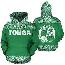 Load image into Gallery viewer, Tonga All Over Hoodie - Polynesian Green And White - BN09