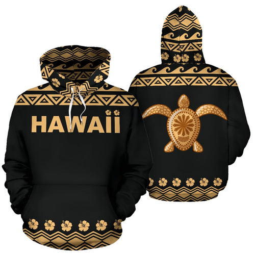 Hawaii All Over Hoodie - Polynesian Turtle Hoodie - BN04