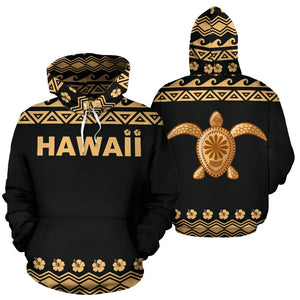 Hawaii All Over Hoodie - Polynesian Turtle Hoodie - BN04