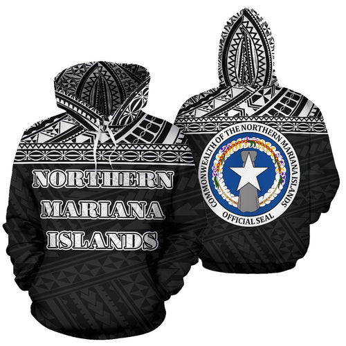 Northern Mariana Islands All Over Hoodie - Polynesian Black Version