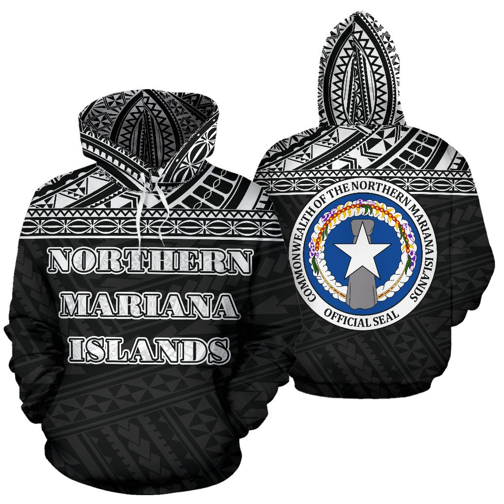 Northern Mariana Islands All Over Hoodie - Polynesian Black Version